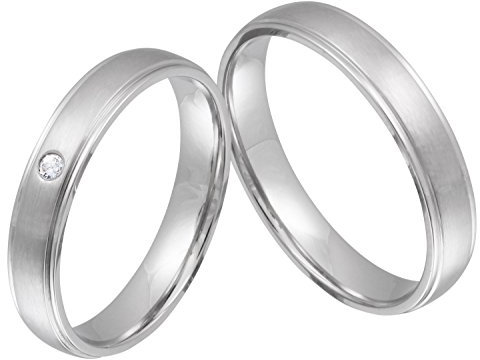 Trauringe Hochzeitsringe Ehering - inkl. WUNSCHGRAVUR - Edelstahl Zirkonia 58-62 1HD - mit AMAZON KONFIGURATOR direkt online gestalten !