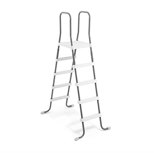 zwembadladder 132 cm Aluminium grijs/wit