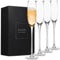 Crystal Champagne Flutes – Elegant Champagne Glasses, Hand Blown – Set of 4 Modern Champagne Flutes, 100% Lead Free Premium Crystal – Gift for Wedding, Anniversary, Christmas – 5oz, Clear