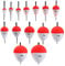 OriGlam 14pcs Fishing Bobbers and Floats - Hard Foam Snap-on Red & White Floats for Crappie, Panfish, Walleyes - Spring Slip Bobbers