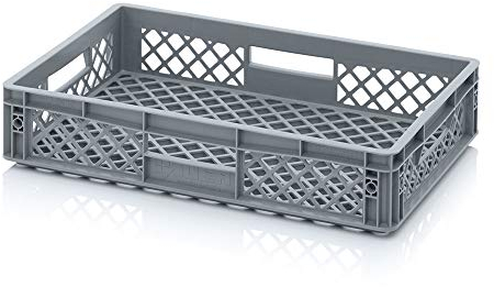 Auer Eurobehälter durchbrochen EO 64/12 Bäckerkiste 60x40x12cm, 22L Lager- und Transportbox stapelbar Eurobox Lebensmittelkorb Bäckerkiste