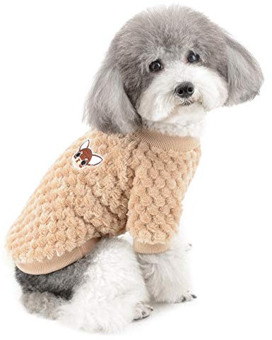 Zunea Hundepullover für kleine Hunde Fleece Warm Weich Welpen Sweater Wintermäntel Winterjacken Hunde Bekleidung Haustier Chihuahua Katzen Kleidung Braun XXL