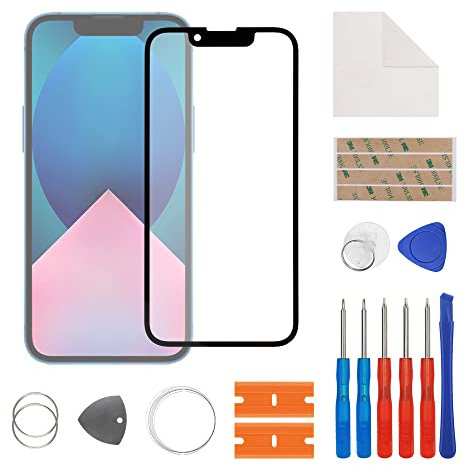 SwarKing Écran de rechange en verre - Compatible avec iPhone 13 Mini - Avec kit de réparation