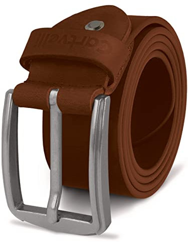 Cartvelli Herren Ledergürtel Braun Brandy 90cm Made in Germany - 40mm Echt-Leder Gürtel Schnalle Silber Herrengürtel Vollleder Jeansgürtel Hellbraun BS19yb-90
