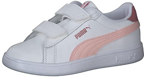 PUMA Smash 3.0 L V PS, Scarpe da Ginnastica, White-Rose Dust-Heartfelt, 34 EU