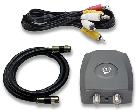 telliteSale RF Modulator RCA Composite to RF Coaxial Converter Includes AV RCA Cable and Power Cable