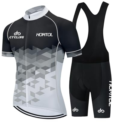 HOMTOL Radtrikot Set Herren Kurzarm Fahrradtrikot Rennrad Trikot Radhose Trägerhose Trikot Set Fahrradbekleidung Atmungsaktiv schnelltrocknend mit Gel Sitzpolster Damen für Radfahren MTB
