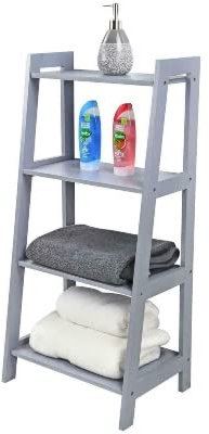 night zone 4 Tier Wooden Folding Bookshelf Stand Ladder Plant Flower Display Shelving Rack (Grey)