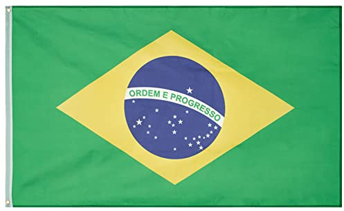 MUWO Flagge Nations Together 90 x 150 cm Nationalmanschaften, doppelseitige Gartenflagge, wetterfeste Fanflagge, Fußballflagge Polyester Länderfagge Deutschland mit Ösen (Brasilien)