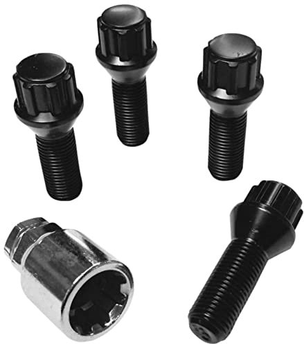 Candado para llantas, M14 x 1,5 x 35 mm, cintura cónica, 60°, 4 candados negros para llantas, 4 unidades, antirrobo, antirrobo, bloqueo de ruedas, tornillos de rueda