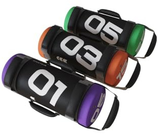 Atletica Power Bag Set, 5, 15 und 25 kg | Premium-Qualität, Functional Training Equipment, Außenhülle aus ultrastabilem PVC, Metallsand-Füllung