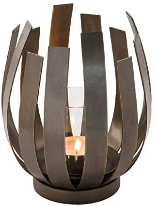 Windlicht Orfea, 19x20cm, mit Glas, Edelstahl, antik bronzefarben, von Fink