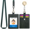 Wonderpool Porta Badge Pelle Badge Porta Carte Tasca con Cordino da Collo Staccabile e Portachiavi Retrattile filo acciaio per Ufficio Scuola Ospedale ID Patente di Guida Chiavi (Verde)