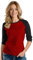 URBAN CREST Raglan-Shirts für Damen – weiches Sport-Trikot für Damen, 3/4-Ärmel, Baseball-T-Shirt, Rot & Schwarz Damen Raglan, Klein
