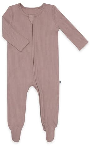 emma & noah Baby Schlafanzug, Weicher & Atmungsaktiver Strampler für Neugeborene, Oeko-TEX Zertifiziert, Langarm Pyjama mit Reißverschluss für Jungen & Mädchen, Mit Füßen (50/56, Essential Berry)