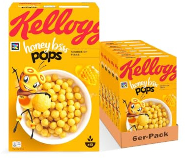 Kellogg's Honey BSSS Pops Frühstückscerealien (6 x 400 g) – crunchy Cereal Pops mit Zuckerarten und Honig – ohne künstliche Farb- und Aromastoffe