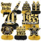 Luvart 70th Birthday Decorations-Black and Gold Table Decorations for Birthday Party 9pcs 70th Birthday Decorations for Men Women Honeycomb Center Decor with Vintage 70 Birthday Party Supplies