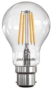 paul russells LED Filament GLS – Dimmable Bayonet Cap Fittings B22 Lightbulbs, 7Watt 806 Lumens Classic A60 LED Bulbs, 60w Equivalent, 2700K Warm White Dimmer BC Energy Saving Lamps, Pack of 1