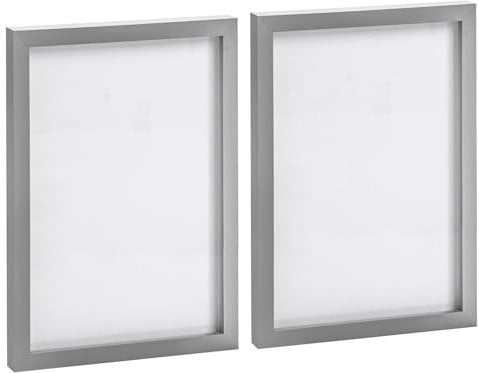 Nicola Spring A4 Picture Frames - 2 Pack Grey Photo Frame (Fits Photo Size: 8 x 12in | 20 x 30cm) - Landscape Portrait Display with Glass Aperture for Freestanding & Wall Mounting Certificate, Poster