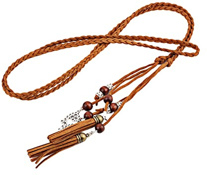 Lilinzhi Cinture con nappe con perline da donna, cintura intrecciata sottile in corda intrecciata con nappe cintura a catena per gonna e vestito, CL, Etichettalia unica