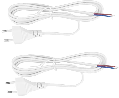 VIEVRE 2 Stücke Kabel mit Stecker,3m Stromkabel 2 Polig,Anschlusskabel mit Stecker 2 x 0,75 mm²,Stromkabel mit Stecker,Stecker mit Kabel,Eurostecker Anschlusskabel,Kabel 2 Polig mit Stecker Weiß