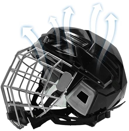 Moxeupon Herren-Hockey-Helme, Street-Hockey-Torwarthelme, robuste und sichere Eishockey-Helme mit Käfig, schützende Hockey-Ausrüstung für Eishockey