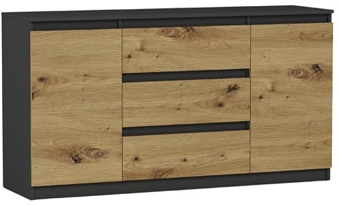 Framire Kommode mit Schubladen und Schränken Anthrazit Mix Artisan, 140 x 40 x 76 cm - Modern R140S3