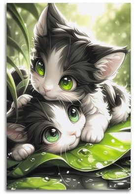 KIUYGPPJ Poster mit Aufschrift Best Cat Friends, dekoratives Gemälde, Leinwand, Wandposter und Kunstdruck, modernes Familienschlafzimmer, Dekorposter, 20 x 30 cm