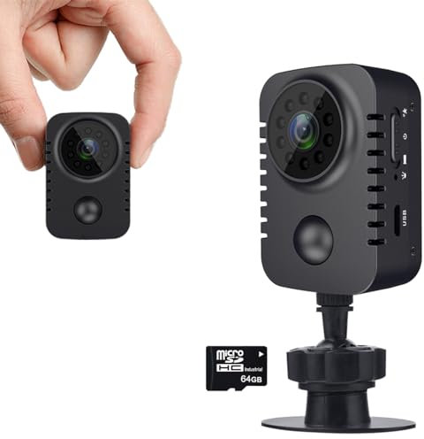 PEGATISAN 1080P HD Mini Spy Camera, Spy Camera Hidden Camera Portable Video Recorder, Security Camera Camcorder with 120° Wide Angle Lens IR Night Vision - with 64G Memory Card