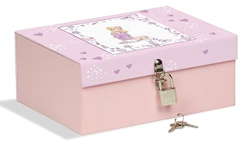 Boîte avec cadenas 18,5 x 14 x 7,5 cm idéale pour garder les secrets, les bijoux et les figurines, les filles