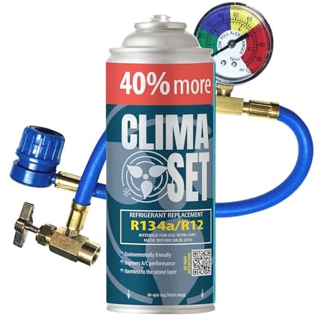 ClimaSet Replacement of R134a refrigerant gas 1x235 g for Air conditioning air conditioning pressure gauge, Air conditioner - Car air conditioning refill - R134a gas - gas cartridge - ECO