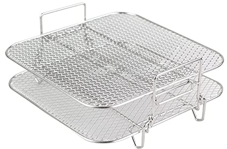 FYOBOT 2-Couches Air Fryer Grilling Rack Air Fryer Grille en Acier Inoxydable pour 4.2-5.8QT Air Fryer Kitchen Four Steamer Cooker