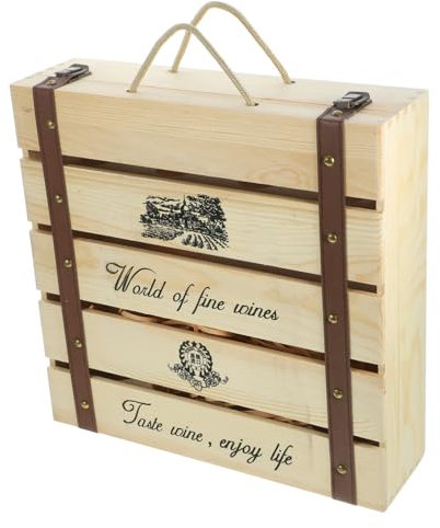 SHOWERORO Caja De Madera Vintage para Botellas De Vino Soporte Retro De Madera Estuche Decorativo para y Almacenamiento De Vino