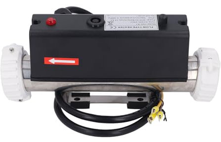 Fockety Calentador de Piscina, Calentador de Agua eléctrico de Alta Temperatura para Piscinas, termostato para bañera de hidromasaje con Conector de 1,5 Pulgadas (2KW)