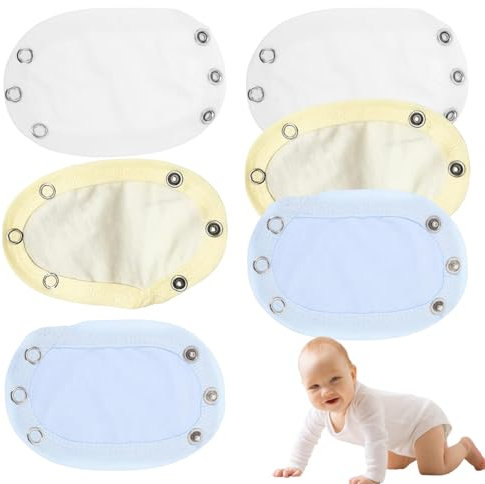 6 Pezzi Allunga Body Neonato Prolunga Body Neonato Bambino Body Extender Tutina Lunghezza Regolabile Tessuto Cotone per Extender Body Neonato Unisex-Bimbi (Blu, Bianco+Giallo)