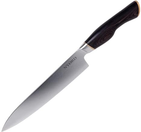 NYORD Damast Chefmesser - Kochmesser mit ultrascharfer Damastklinge, Küchenmesser mit ergonomischem Pakkaholz Griff, Messer aus 67 Lagen Damaststahl, Damastmesser mit 20 cm Klingenlänge