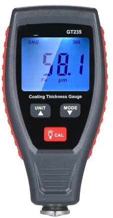 Dickenmessgeräte Messgerät, Farbdickenmessgerät, Autolack-Tiefenmessgerät, Tester 0–1800 μm, mit Beutel, Kalibrierungssubstrate GT235 für Metall- und nichtleitende Beschichtungen