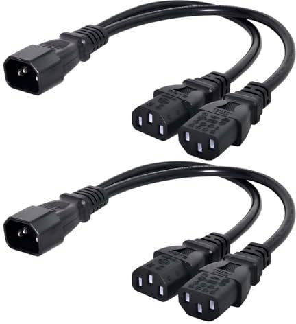 chenyang 2 Pack IEC 320 C14 1 Stecker auf 2 C13 Buchsen Y-Splitter Strom Verlängerungskabel Adapter für Monitor/Computer/PDU-Gehäuse/Drucker