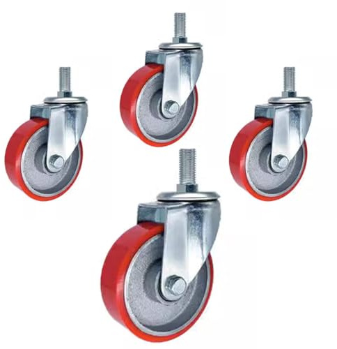 Dijateman M16 Gewinde Industrielle Rollen, 75/100/125mm Leise Transportrollen, Schwerlastrollen Mit Bremse, 4 Stück, Maximale Tragfähigkeit 440kg(Swivel,3inch)