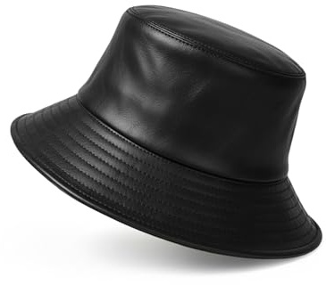 Zylioo 2XL PU-Leder Fischerhut für Große Köpfe,Großer Winter Warm Anglerhut Wanderhut mit breiter Krempe