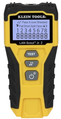 Klein Tools VDV526‑200E | V LAN Scout Jr. 2 Kabeltester | Für Cat 3–7 Netzwerkkabel | RJ45 Test & Toner | LCD mit Hintergrundbeleuchtung | Remote & Batterien inkl | Kompaktes robustes Design