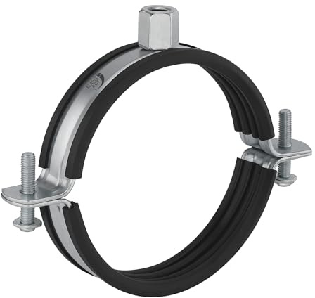 Easy Act Rohrschelle 200 mm mit Gummidichtung für Lüftungskanäle, Schraubrohrschelle aus verzinktem Stahl, Rohr Schelle mit M8/M10 Anschluss