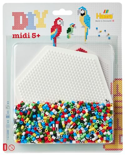 Hama Perlen 4220 Bügelperlen große Blister Packung mit ca. 1100 Bastelperlen mit Durchmesser 5 mm, Motiv Papageien, kreativer Bastelspaß für Groß und Klein
