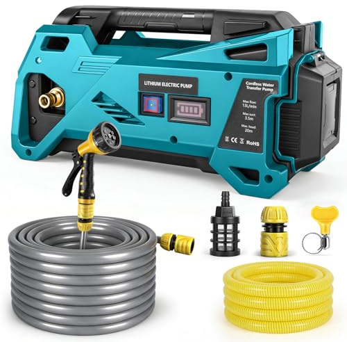 Water Transfer Pump Compatible with Makita 18V Battery, Portable Electric Utility Pump, Cordless Transfer Pump for Home, Pool, RV, Garden, Hot Tub, Ponds, Aquariums (No Battery)