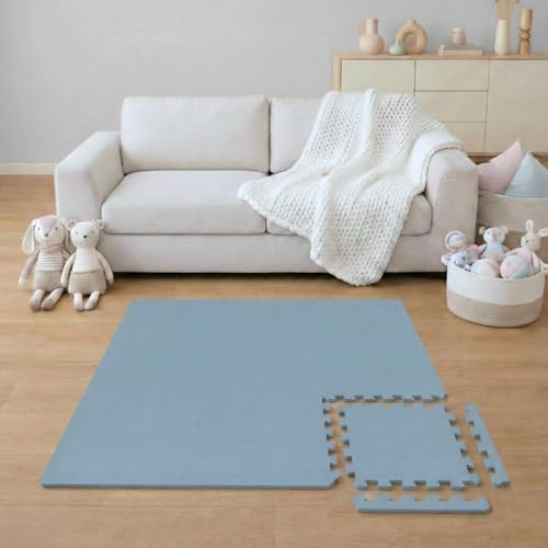 LittleTom Spielmatte Baby Puzzlematte mit Rand - 9 Matten je 30x30x1 cm Krabbelmatte 90x90 cm Bodenmatte Kinder - Puzzle Teppich Kinderzimmer - EVA Schaumstoff Bodenschutzmatte Spielteppich - BPA-frei
