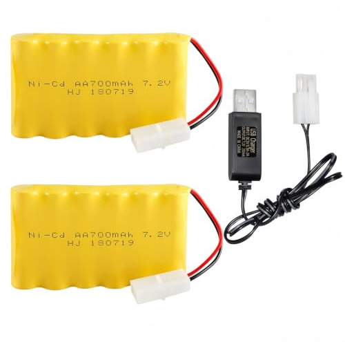 Cecicebb 7.2V 700mAh NiCd AA Battery Pack with Standard Tamiya Plug for RC Car RC Truck Household Appliances RC Toys 7.2V Volt Battery with USB Charger
