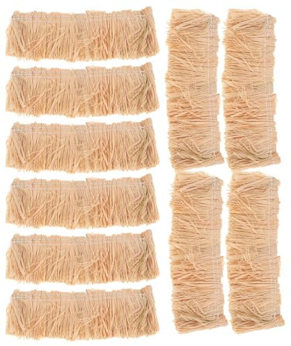NESTINGHO 12pcs Miniature Thatched Roof Panels for DIY Architecture Crafting, Synthetic Thatch Roofing Material Realistic Khaki Grass, Multipurpose Straw Roof Thatch for Small Model Houses