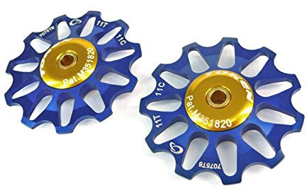 TOKEN GALETS DE DERAILLEUR TOKEN 11 DENTS COMPATIBLE SHIMANO ROULEMENTS CERAMIQUE BLEU (LA PAIRE)