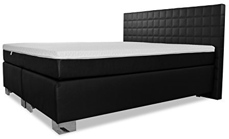 Charlottes Möbelkaufhaus Boxspringbett ROM II 200x220 cm Kunstleder Schwarz Sondermaß Überlänge 200 x 220 cm Sondergröße (200 x 220 cm)