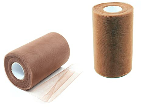 ZADAWERK® Tüll - 15 cm x 45 m - Braun - 1 Rolle - Tisch-Deko - Hochzeit - Weihnachts-Tüll - Geschenk - Schleife - Schleier - Tutu - DIY Tüllrolle - Netzstoff